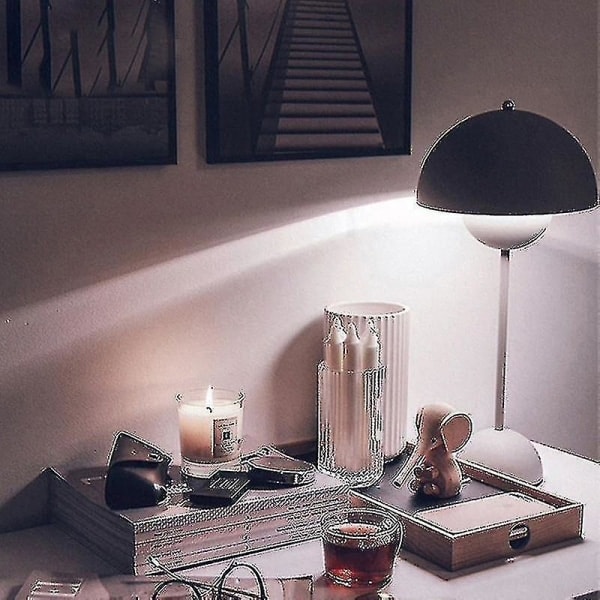 Nordisk genopladelig blomsterbordlampe sengebordslampe bordlampe svampe soveværelse borddekoration sengebordslampe natlamper [hk] Mørkegrå Dark Grey