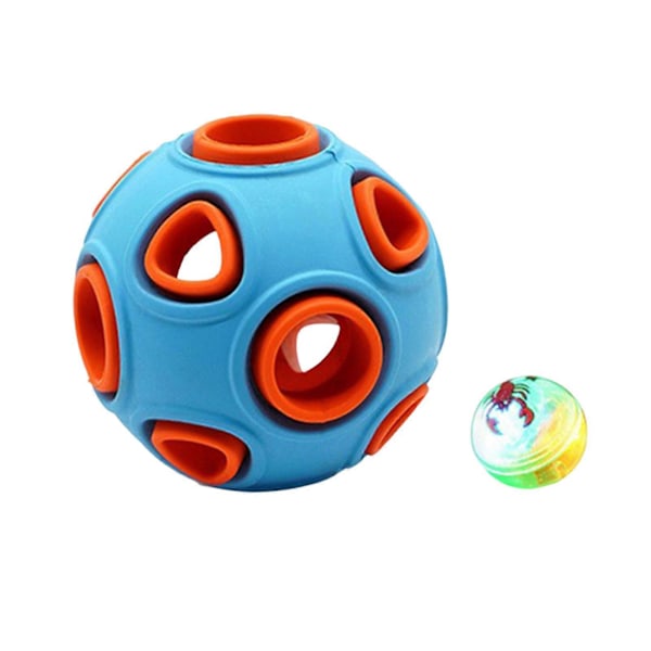 Hundboll med Klockljud Gummi Studsboll Tuggmotstånd Tandstädning Anemone Interaktiv Boll för Valpar Små Mellanstora Hundar Interaktiv Pl Blue B