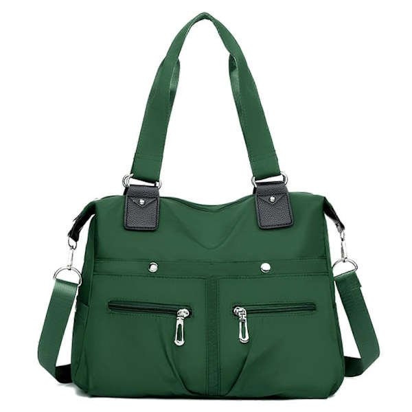 Multi Stor Kapacitet Vandtæt Lomme Nylon Taske Dame Tote Skuldertaske 100% Ny Green