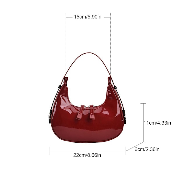 Moon Bags PU-nahkainen kainalon olkalaukku Pieni olkalaukku Red
