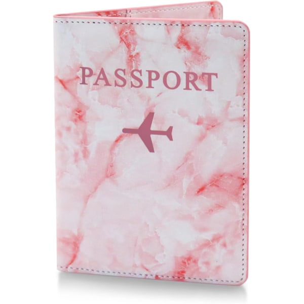 Fashion Læder Marmorering Business Pas Pas Etui Cover Case med Opbevaringslomme Organizer Flybillet Bank Pink