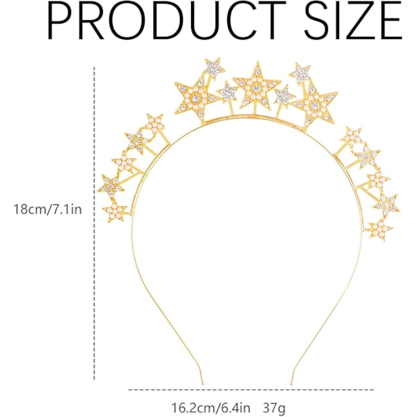 Stjernehodebånd, stjernehodebånd for kvinner og jenter, glitrende skinnende gloriehodebånd, julehodeplagg, stjernehodeplagg, hårtilbehør til bryllup