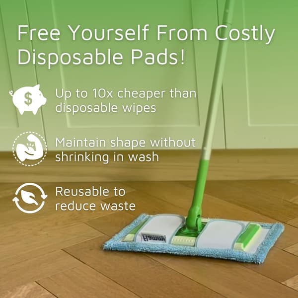 4-pak 12,5-tommer genanvendelige mikrofiber moppepuder kompatible med Swiffer Sweeper, vaskbare våd-/tørrefyldninger til hårde gulve og fodpaneler