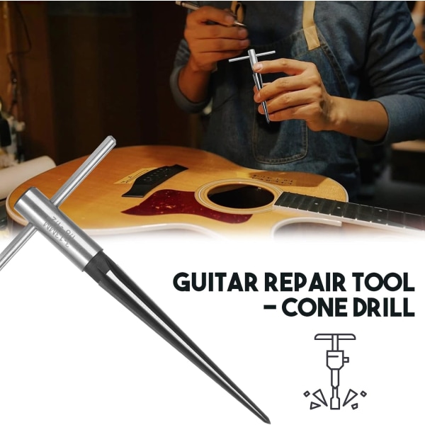 Gitarbor, Konisk bor, Borverktøy, Gitarbrotappbor, Metallkonisk hullbor, Brotapphullbor, 3-13mm