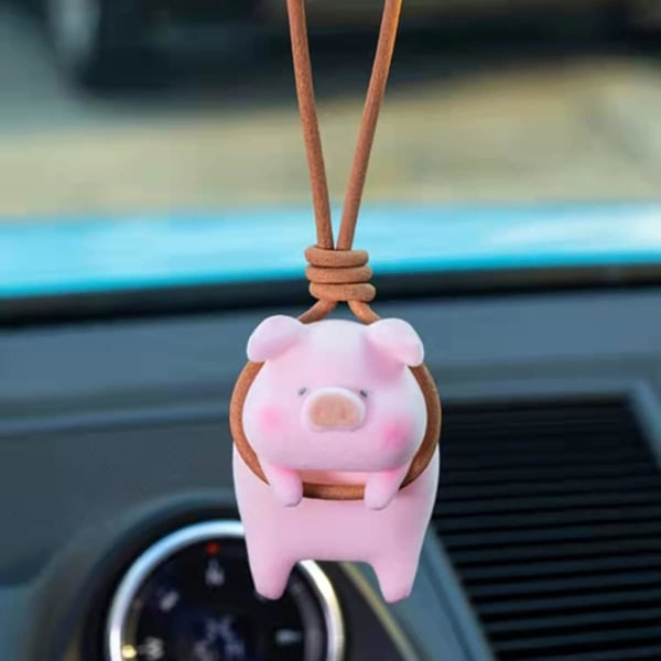 Ubiuolucky Piggy Funny Car Display Dekoration Bilhengende Ornament, Søt Piggy Car Pendant Interiør Ryggespeil Charms Car Ornament For Rear Vie