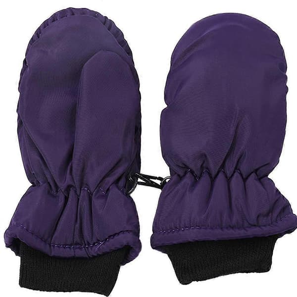 Børns Simple Mode Sikkerhed Vandtætte Vinter Ski Handsker Purple