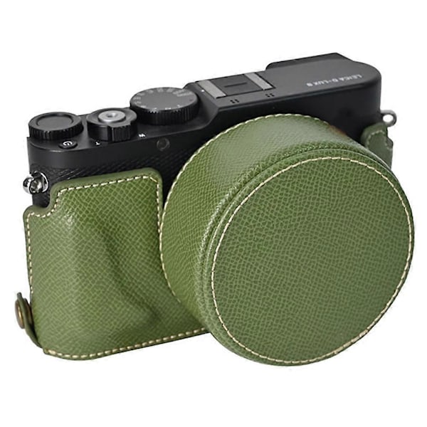 Til Leica D-Lux 8 Kamera Base med Objektivdæksel Skulderrem PU Læder Beskyttelsesetui - Grøn Multicolor Green