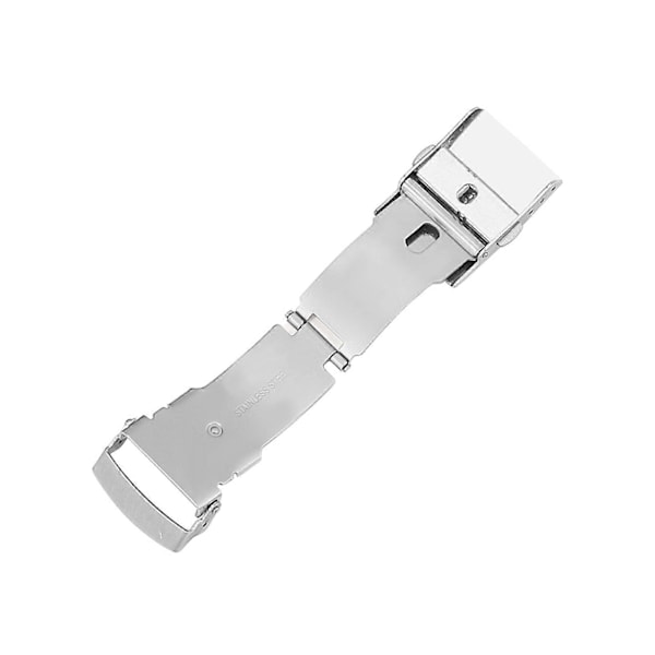 Klockspänne Universal Dubbeltryck Rostfritt Stål Klocka Säkerhetsviklås för Urmakare Silver 16mm