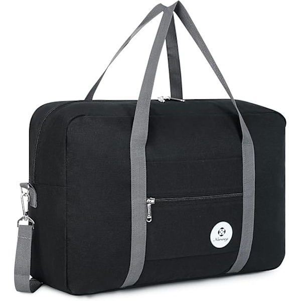 Underseat kabinekuffert til flyselskaber 45x36x20 Sammenfoldelig rejsetaske Holdall Tote Carry on bagage til overnatning til kvinder og mænd black