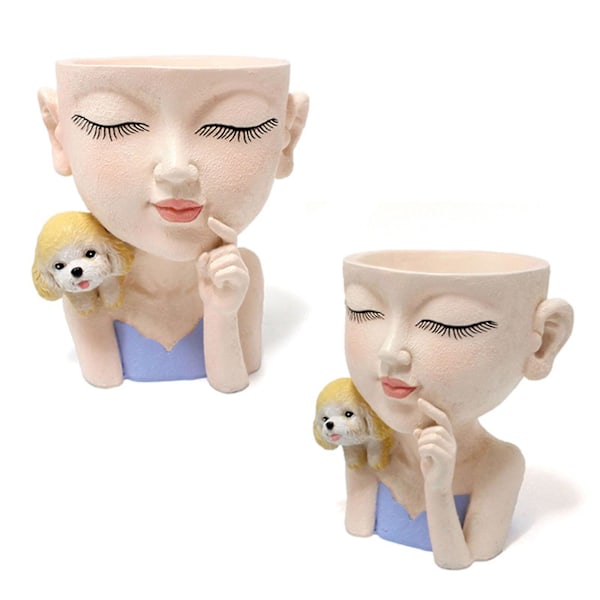 2023 Ny Opgradering Pige Hvalp Blomsterpotte Dekoration Kreativ Resin Fleshy Pottet Dekoration