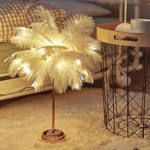 Fjeder Bordlampe Natlampe Batteridrevet LED Bordlampe Til Soveværelse Stue Fest Bryllup Midtpunkt Jul Valentinsdag WH