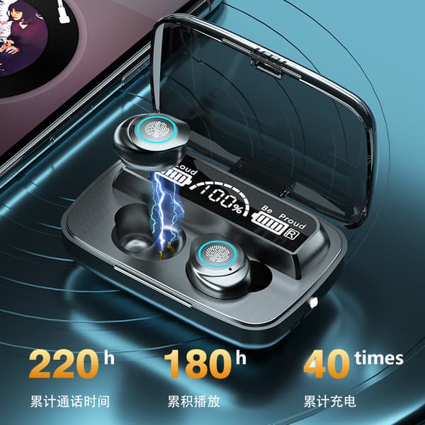 In-ear touch sports vanntett Led digitalt display bluetooth