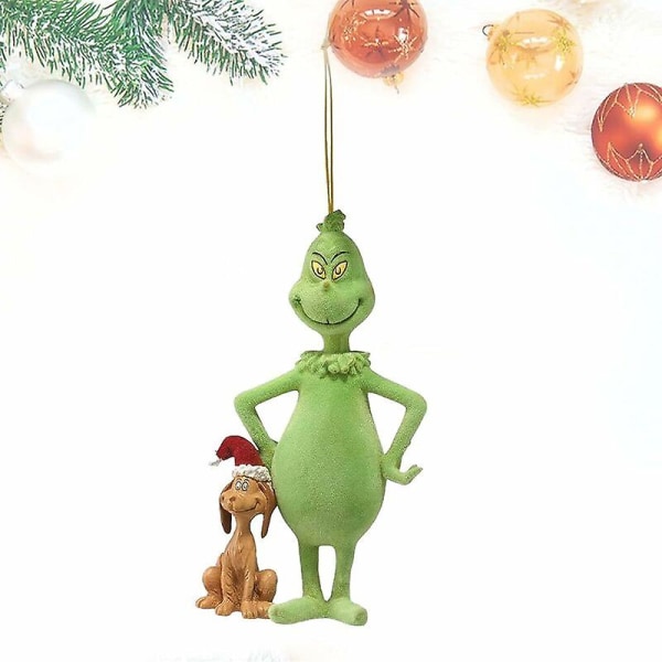 4 st Grinch julgranshänge Grinch, Grinch juldekorationer, julhängsdekoration, roliga gröna hartshängen för hem, semesterpar
