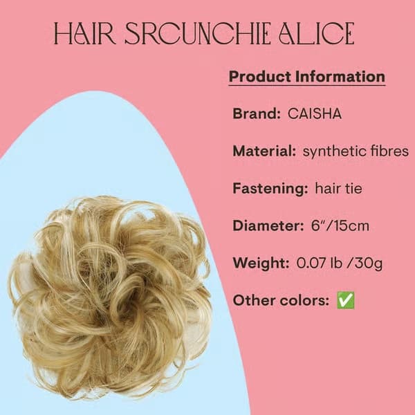 Hårstycke Scrunchy Updo Brudhårstil Voluminös Vågig Messy Bun Blond Mix