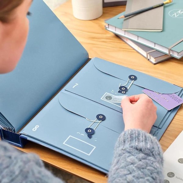 Dokumentorganisator Folio, i tilfelle jeg forsvinner, for viktige papirer, nødbinder, fødselsattester, fødselsnummerkort, pass Blue