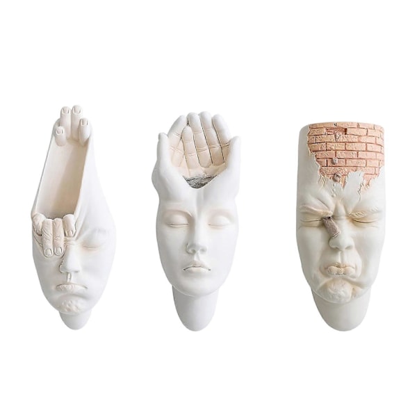 2023 Figur Blomkruka Resin Planter Nordisk Vit Abstrakt Konst Väggdekoration Karaktär Ansikte Vas White style 3