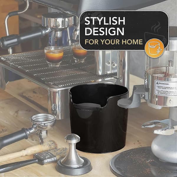 Knock Box med forbedret håndtering - Innovative espressoværktøjer - Kaffe Knock Box Espresso, Sort - Tilbehør til espressomaskine - Knock Box til Esp