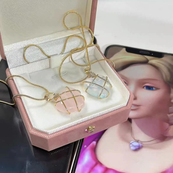 2 st Barbie Halsband Birth Stone Heart Halsband Girls Diamond Castle Halsband för tonårsflickor