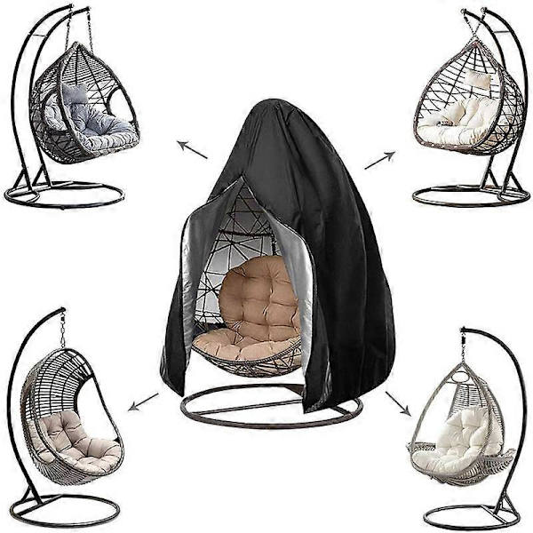 210D Överdrag för Hängande Uteplatsstol, Dammtätt och Vattentätt Skydd för Pod Swing Stol Black 231x200CM