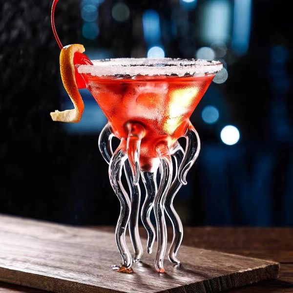 Octopus vinglas sæt med 2, vandmænd cocktailglas, krystal martini glas nyhedsgave fest køkken bar bryllup festival