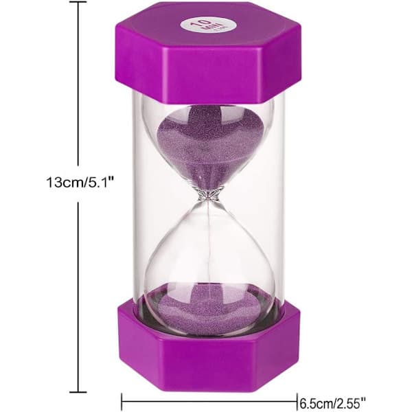 Sæt med 5 timeglas til børn, timeglasfunktion, timeglas