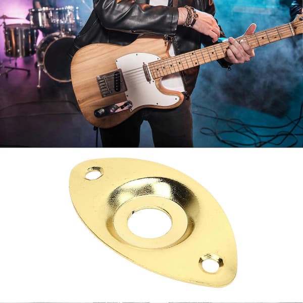 Guitar Oval Jack Plade Robust Dekorativ Elektrisk Guitar Udgangs Stikplade Udskiftning Guld