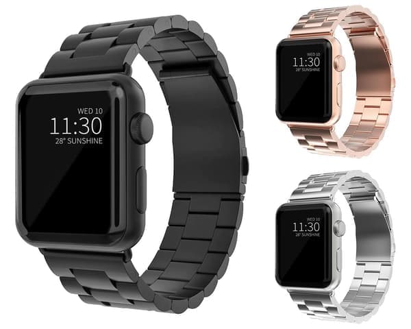 Ledarmbånd til Apple Watch - 42/44/45 mm - Armbånd Sort