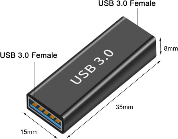 USB hona till hona-adapter, 3-pack, USB 3.0-adapterförlängning DXGHC