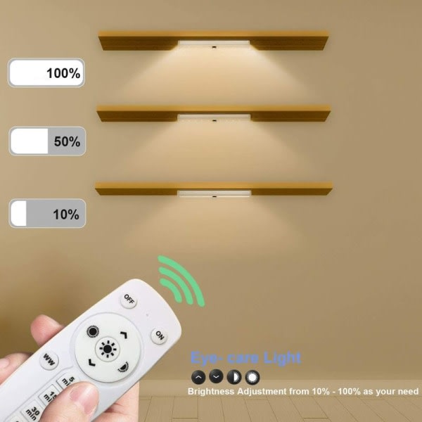 Kök LED-lampa Trådlös Fjärrkontroll Spotlight Hela Huset Stick LED-lampa med Magnetisk Remsa/Automatisk På/Av Timer, Silver 2-pack