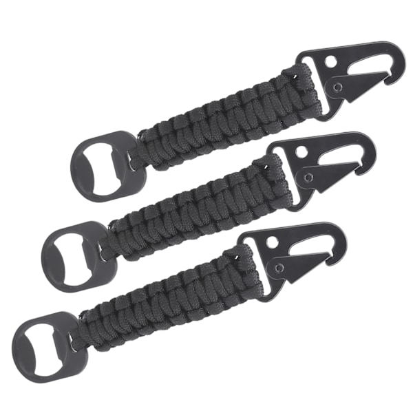 3-pakks multifunksjonell flaskeåpner Paracord Karabinkrok Lanyard Antiskli Utendørs Anheng