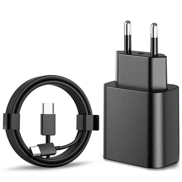 Snabbladdare 45W för Samsung USB-C + 2M USB C kabel Svart