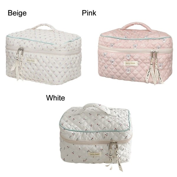 Flip Cotton Makeup Bag Portable toiletry bag white