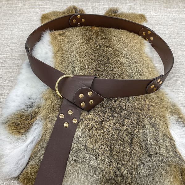 Viking O-ring spænde bælte (brun), PU læder ring bælte, middelalder