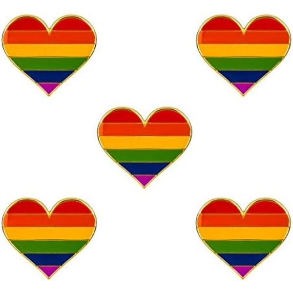 5-pack Bisexuell stolthet hjärtformade knappnålar broscher flaggmärke brosch Rainbow 5pcs