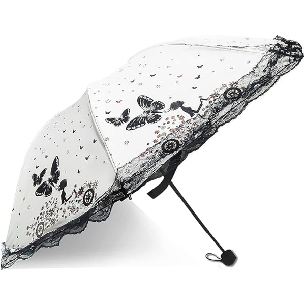 Sun Umbrella UV Parasol Small Lightweight Butterfly Lace Folding Umbrellas 210T Parasols Waterproof