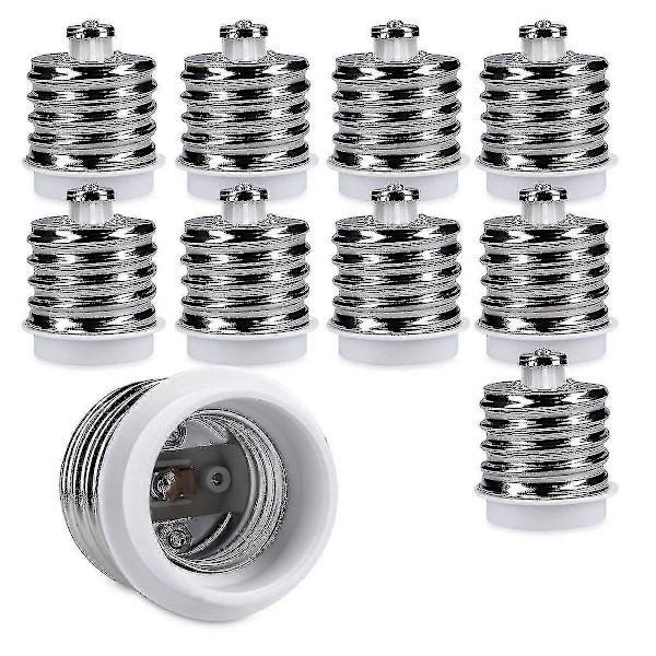 10x Sockeladapter - 10x E40 Till E27 Sockelkonverterare - E27 Bas Lamphållare Adapter För Halogen Led