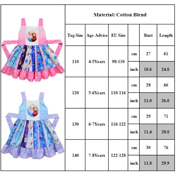 Tyttöjen prinsessa henkarimekko Frozen Cosplay -asu Halloween pink 130cm