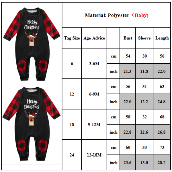 Familjematchande outfit Set jul PJ:s t-shirt och byxor Baby 9-12M