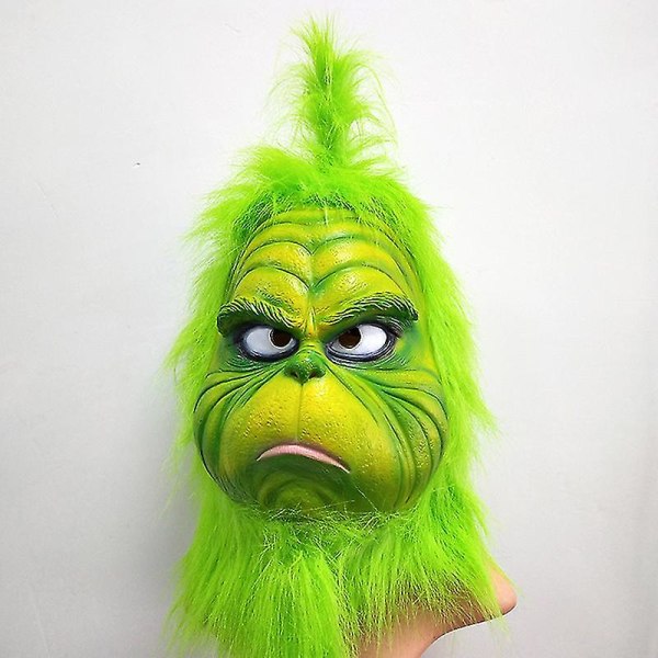 Christmas Geek Mask Christmas Funny Props Prank Headwear Cosplay Green Hair Weird Grinch Mask Kostume Mask Props 2021