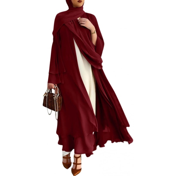 Muslimsk klänning för kvinnor Plus storlek 3/4 ärm Casual Dubai L