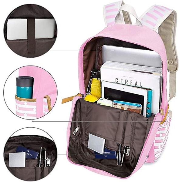 Koulureppu tytöille Setti Yliopistokirjalaukku USB-latausportilla Rento päiväreppu teini-ikäisille pojille opiskelijalle Pink
