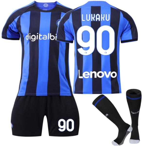22 Inter Milan tröja  hemmaplan no. 90 Lukaku tröja set 28(150-159cm)
