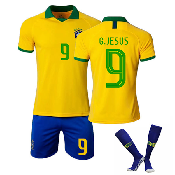 Barn/vuxen 20 America Cup Brasilien hemma/borta set NEYMAR JR-10 G.JESUS-9 16