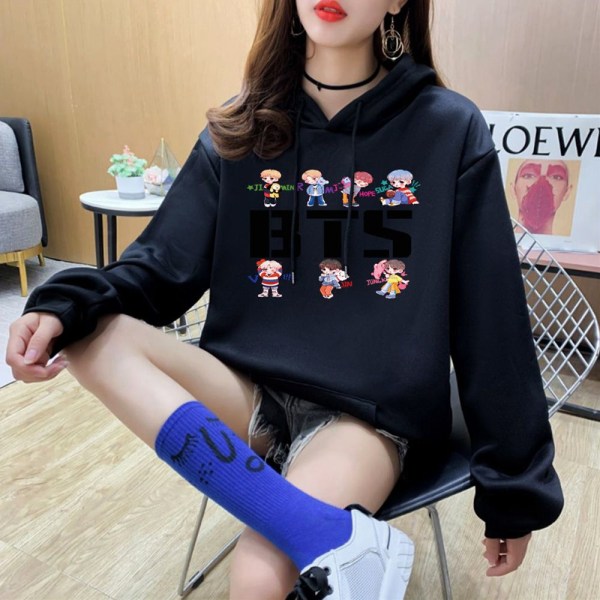BTS Hoodies Syksy Sweatshirts MUSTA black L
