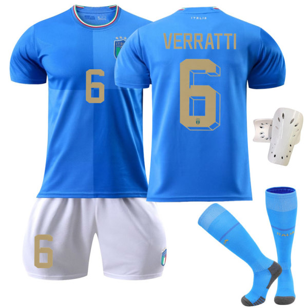 22 23 världscup Italien Hemma fotbollströja barnfotbollströja nummer 6 Verratti 16