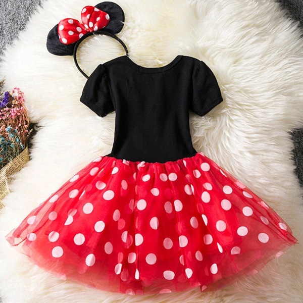 Tytöt vauvat Minnie Mouse Prinsessa Mekko Kesämekko cm Rose Red 90