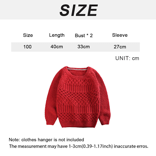 Børns twist efterårs- og vintertrøje red 100cm
