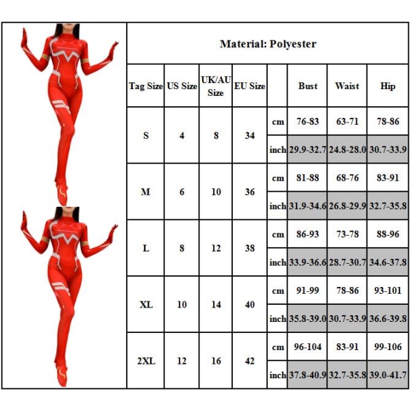 Kvinders røde kampdragt anime-rollespilskostume jumpsuit L