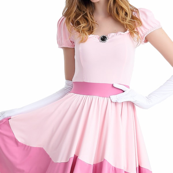 Princess Peach Kostym För Kvinnor Halloween Cosplay Klänning S