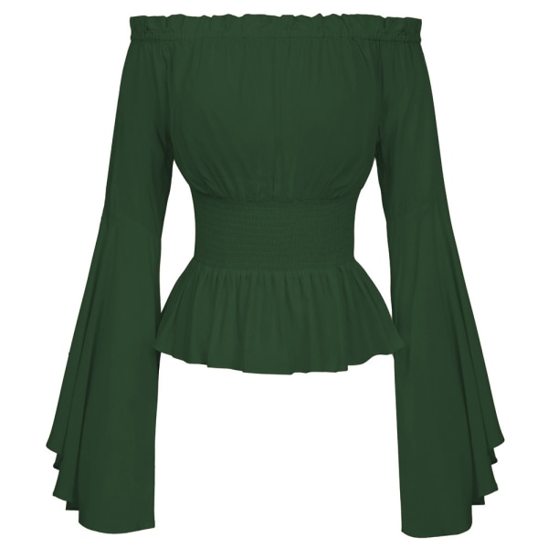 Långärmad off shoulder-topp dam från renässansen piratskjorta green XL
